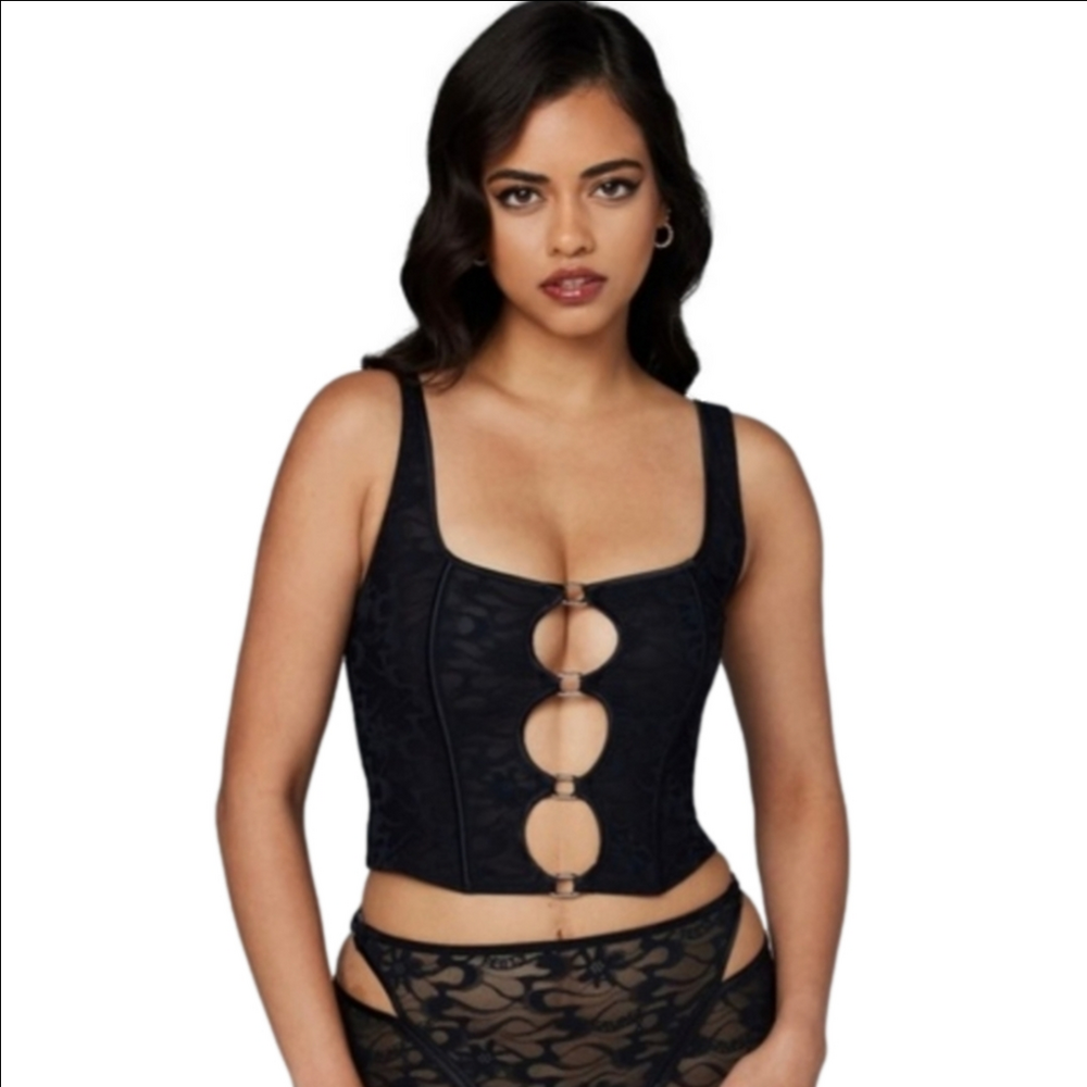 SAVAGE X FENTY RIHANNA Lace "Link Up" Corset, Large NWT Sexy Valentine Clubwear